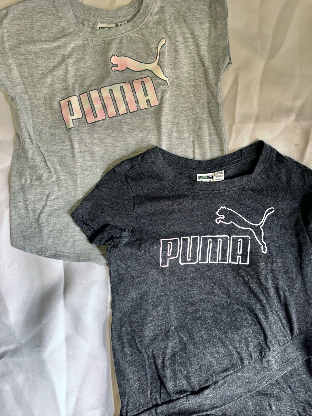 EUC Girls 2 Pack Puma Shirt Sleeve Gray Tee Shirts Size 6X